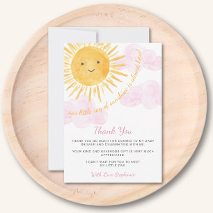 Carte De Remerciements Baby Shower de la Fille Bohème du Soleil
