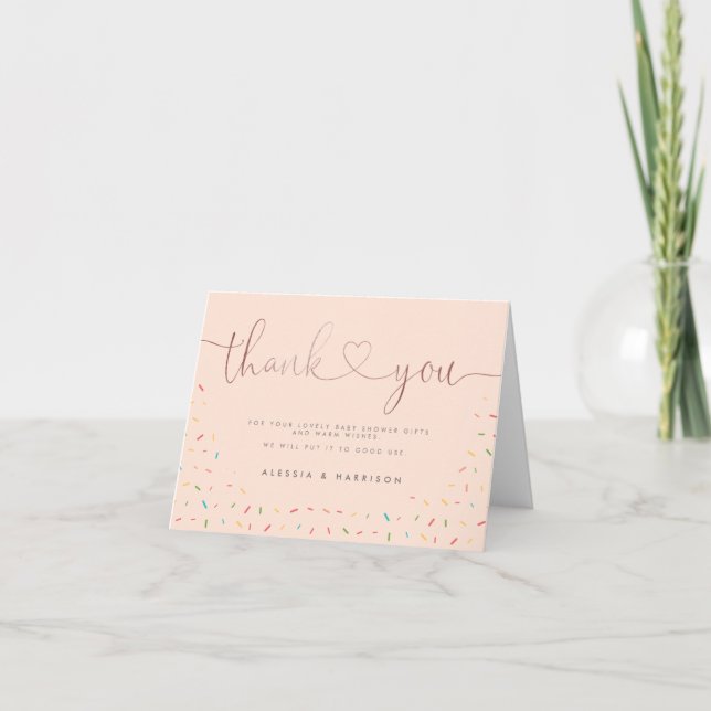 Carte De Remerciements Baby shower de la fillette de calligraphie Rose Co (Devant)