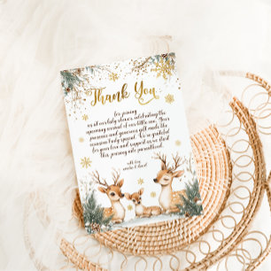 Carte De Remerciements Baby shower de la forêt de neige d'hiver
