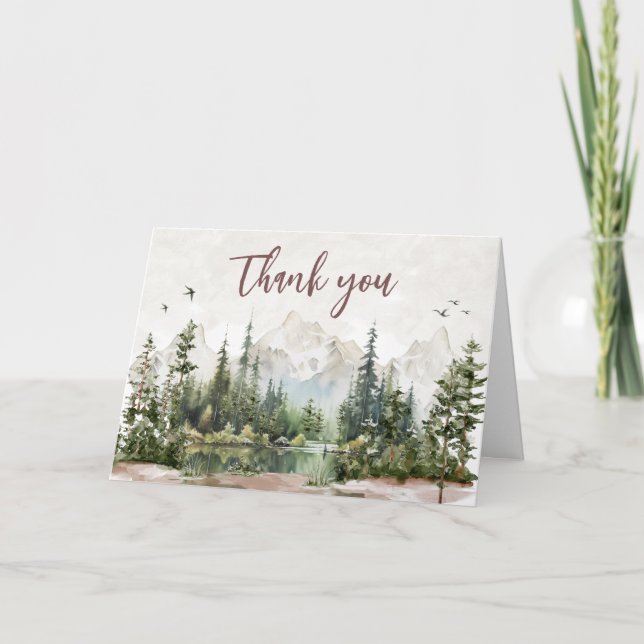 Carte De Remerciements Baby shower de la montagne Woodland (Devant)
