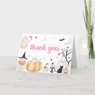 Carte De Remerciements Baby shower de la petite fille Halloween Boo