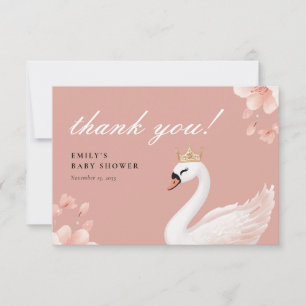 Carte De Remerciements Baby shower de la petite princesse Swan