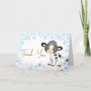 Carte De Remerciements Baby shower de la vache bleue