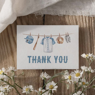 Carte De Remerciements Baby shower de ligne de baseball