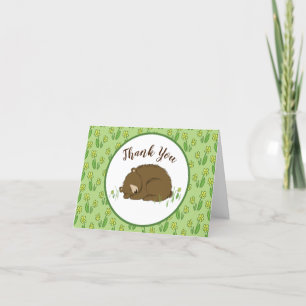 Carte De Remerciements Baby shower de l'ours couché Bois