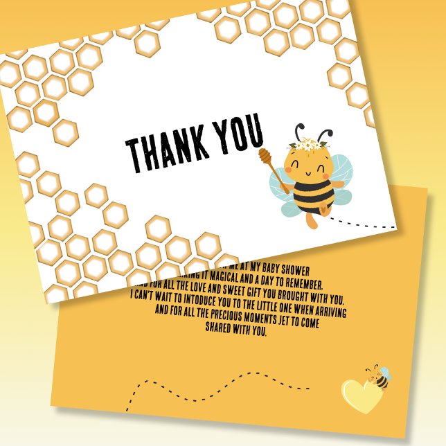 Carte De Remerciements Baby shower de nid d'abeille (Créateur téléchargé)