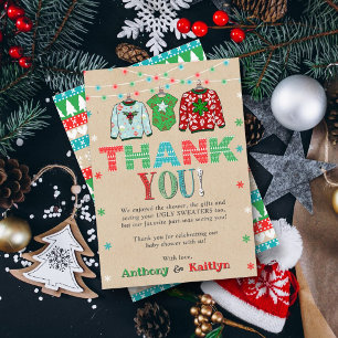 Carte De Remerciements Baby Shower de Noël au pull moche