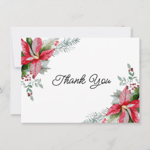Carte De Remerciements Baby shower de Noël Floral Rouge Poinsettia