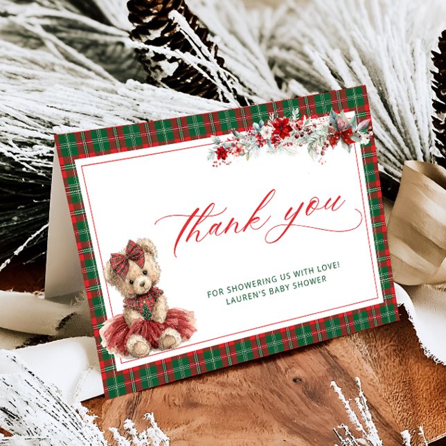Carte De Remerciements Baby shower de Noël Teddy Bear (Créateur téléchargé)