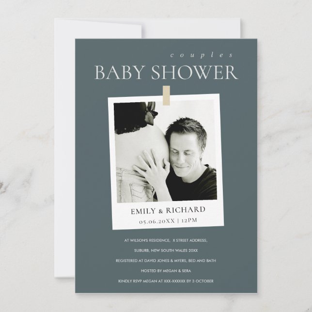 CARTE DE REMERCIEMENTS BABY SHOWER DE PHOTOS PERSONNALISÉES EN GRAY CHIC  (Devant)