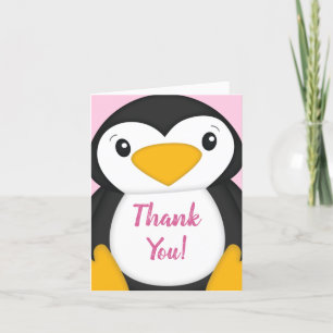 Carte De Remerciements Baby shower de pingouin rose