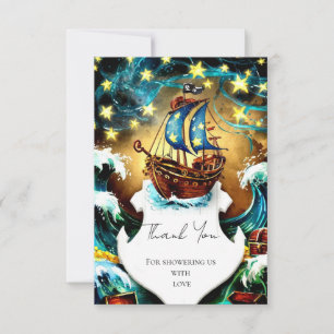 Carte De Remerciements Baby shower de pirate nautique