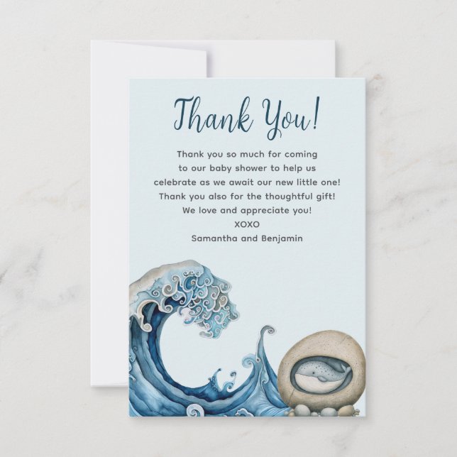 Carte De Remerciements Baby shower de plage (Devant)