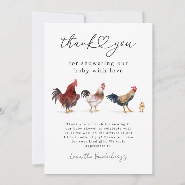 Carte De Remerciements Baby shower de poulet Boho (Devant)