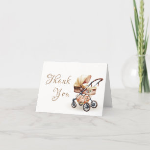 Carte De Remerciements Baby shower de poussette florale de Boho neutre mi