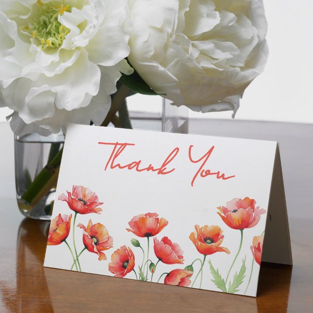 Carte De Remerciements Baby shower de printemps orange Fleur de Pavot (Poppy Flower Orange Spring Baby Shower Thank You Card
)