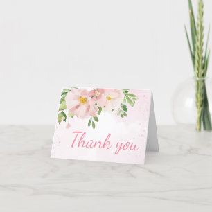 Carte De Remerciements Baby shower de printemps rose pâle
