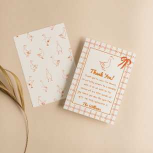 Carte De Remerciements Baby shower de ruban Orange Silly Goose tiré à la 