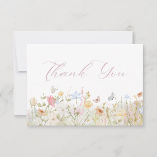 Carte De Remerciements Baby shower de script de flou de prairie souple