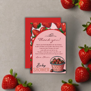 Carte De Remerciements Baby shower de seau rose sucré aux fraises