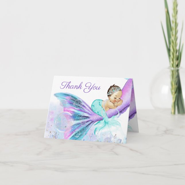 Carte De Remerciements Baby shower de sirène (Devant)