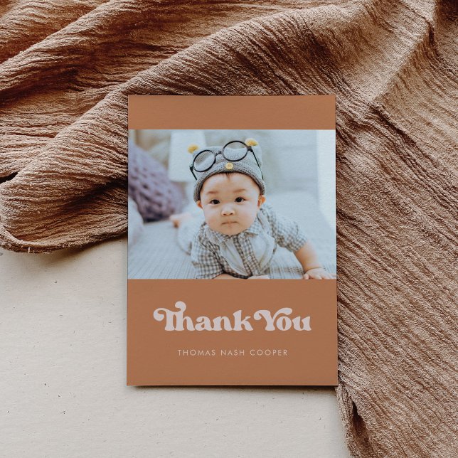 Carte De Remerciements Baby shower de sucre Brown rétro élégant (Créateur téléchargé)