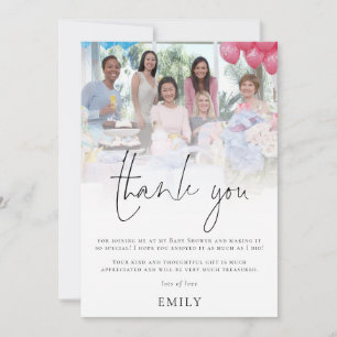 Carte De Remerciements Baby shower de superposition photo moderne