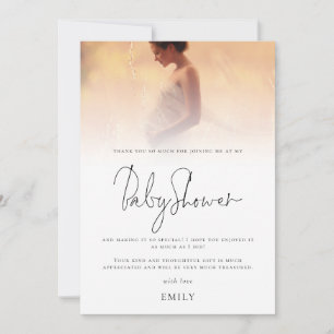 Carte De Remerciements Baby shower de superposition photo moderne