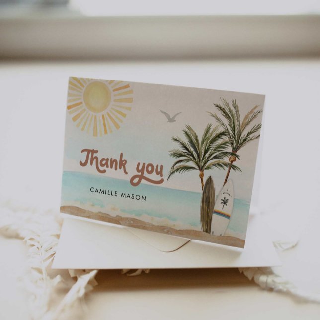 Carte De Remerciements Baby shower de surf de plage (Créateur téléchargé)