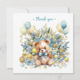 Carte De Remerciements Baby shower de tennis pour bébé garçon bleu thème