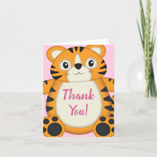 Carte De Remerciements Baby shower de tigre rose