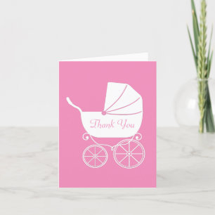 Carte De Remerciements Baby shower de transport vintage Élégante fille ro