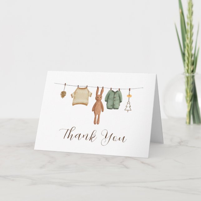 Carte De Remerciements Baby shower de vêtements pour garçons neutres selo (Devant)