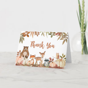 Carte De Remerciements Baby shower des animaux Citrouilles de bois