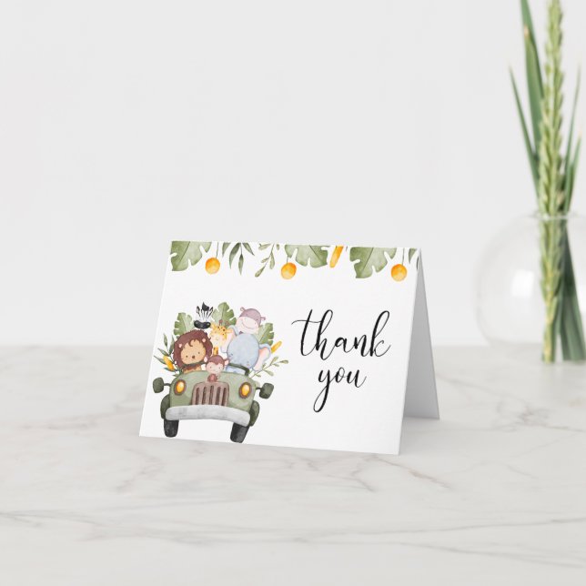 Carte De Remerciements Baby shower des animaux de la jungle Safari (Devant)