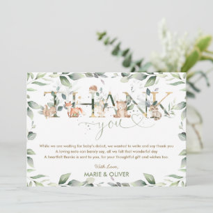 Carte De Remerciements Baby shower des bois verdoyant Anniversaire  