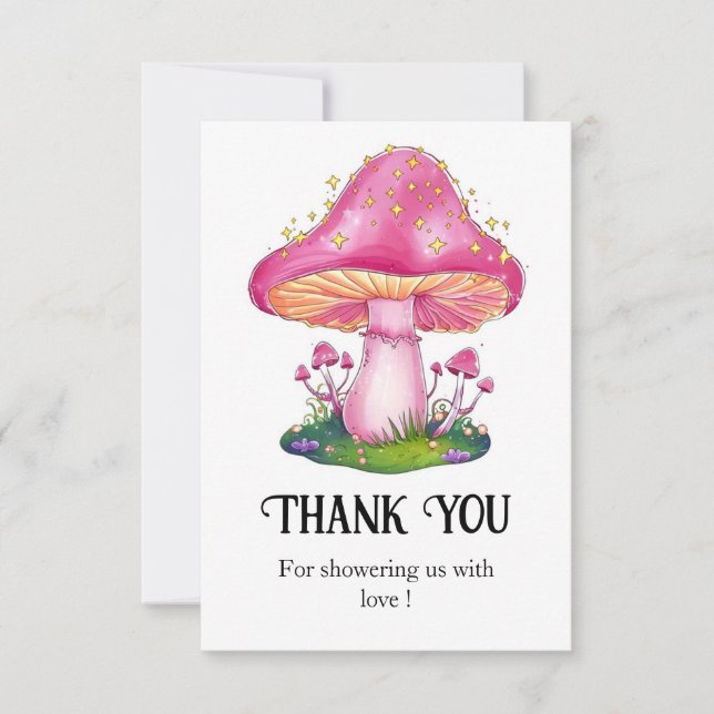 Carte De Remerciements Baby shower des champignons des forêts de bois (Devant)