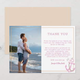 Carte De Remerciements Baby shower des couples nautiques roses