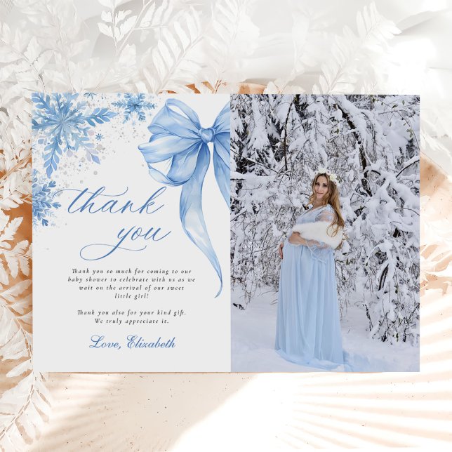 Carte De Remerciements Baby shower des flocons de neige Blue Winter (Créateur téléchargé)