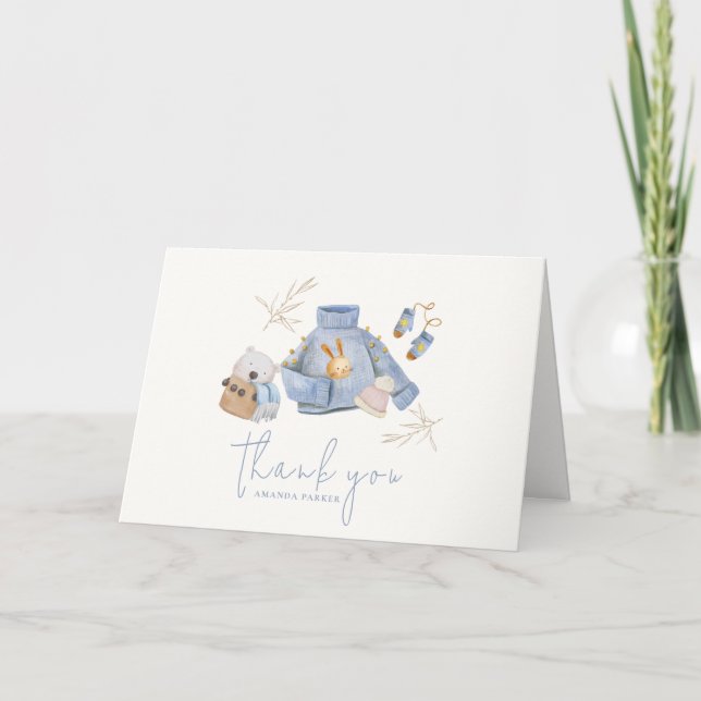 Carte De Remerciements Baby shower des jouets d'hiver (Devant)