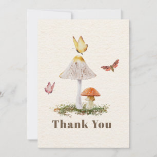 Carte De Remerciements Baby shower des papillons aux champignons