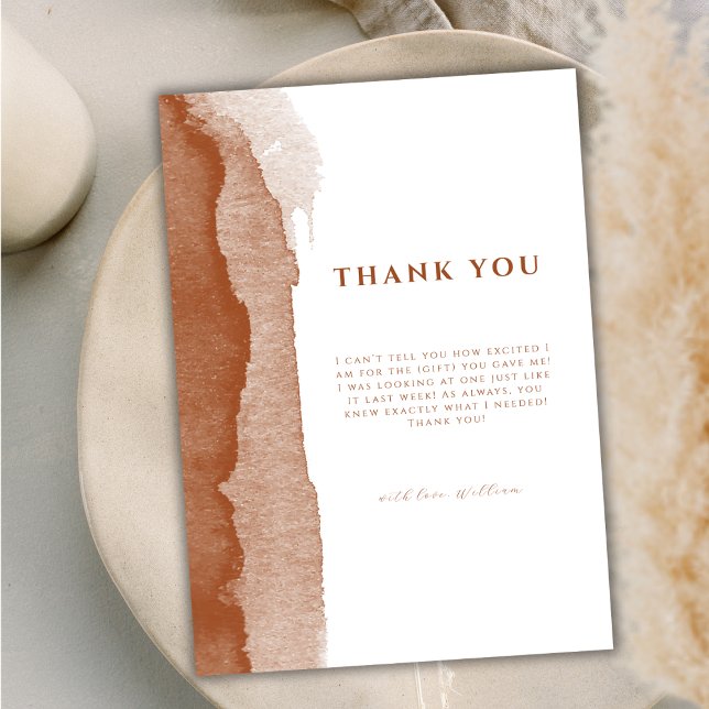 Carte De Remerciements Baby shower désert minimal Boho Terracotta Ombre (Minimal Boho Terracotta Ombre Desert Baby Shower Thank You Card)