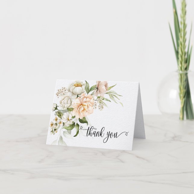 Carte De Remerciements Baby shower d'eucalyptus rose pâle (Devant)