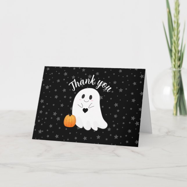 Carte De Remerciements Baby shower d'Halloween Ghost (Devant)