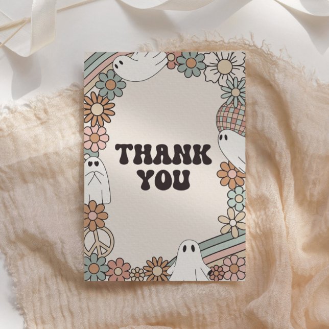 Carte De Remerciements Baby shower d'Halloween Ghost Retro (Créateur téléchargé)