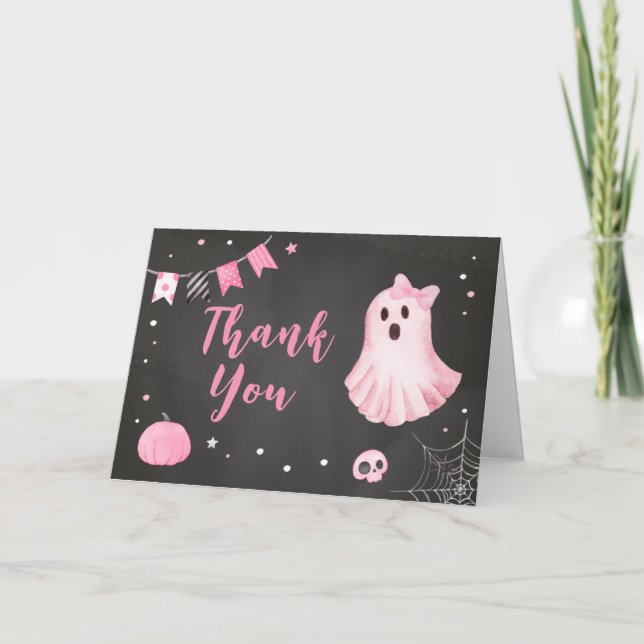 Carte De Remerciements Baby shower d'Halloween Ghoul Ghost (Devant)
