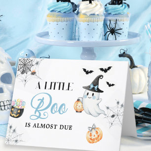 Carte De Remerciements Baby shower d'Halloween Little Boo Bleu