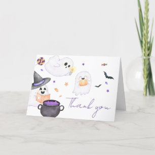 Carte De Remerciements Baby shower d'Halloween Little Boo violet