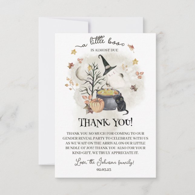 Carte De Remerciements Baby shower d'Halloween un petit livre est presque (Devant)