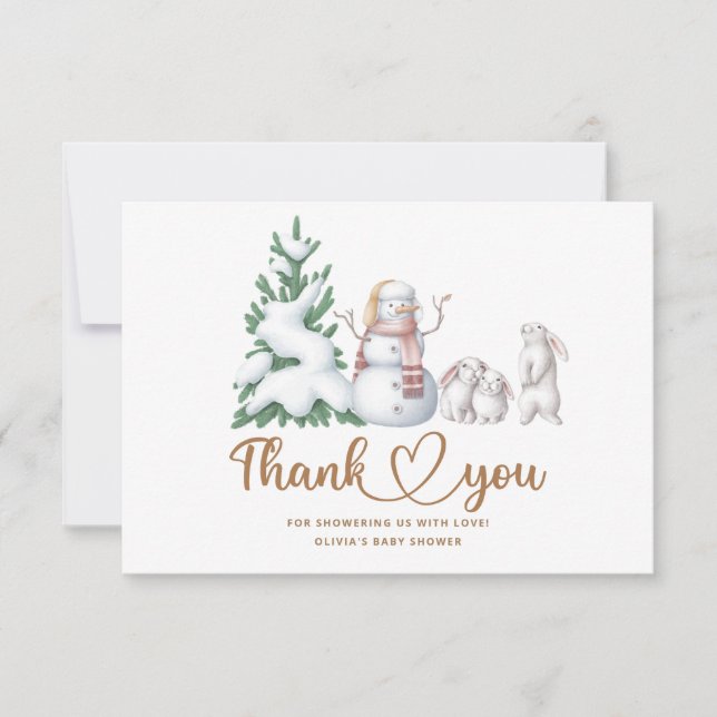 Carte de remerciements baby shower d'hiver (Devant)